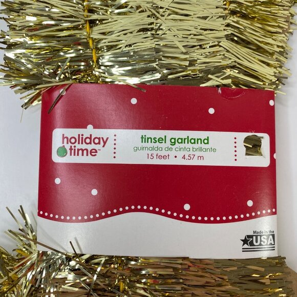 Holiday Time Tinsel Garland Champagne 15 Feet New Flame Retardant USA Made Decor - Picture 4 of 5